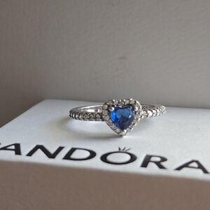 Pandora Silver Ring with Blue Heart
